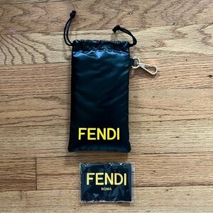 Authentic Fendi Eyewear Soft Pouch With Cloth New Sunglasses Black Yellow